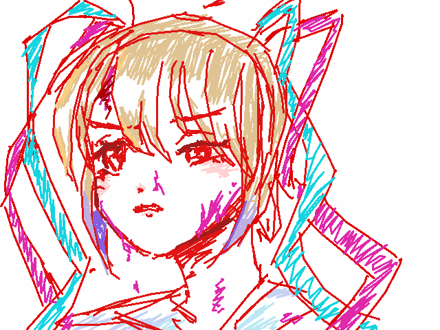 Shake Art Deluxe artwork 2 - Created with PS1 vertex jitter effects Shake Art Deluxe PS1 retro art creation example 2 - vertex jitter drawing